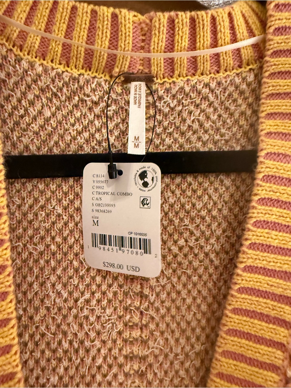 Free People Floral Intarsia Oversized Cardigan - Pink, Yellow, Green - Picture 2 of 3